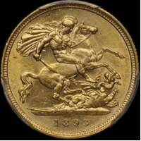 1893 Sydney Veiled Head Half Sovereign PCGS AU55