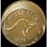 1948 Halfpenny 5.6mm Off strike about Unc