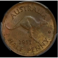 1951-Y Halfpenny Choice Unc (PCGS MS64BN)