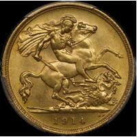 1914 Sydney George V Half Sovereign PCGS AU58