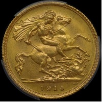 1914 Sydney George V Half Sovereign PCGS MS63