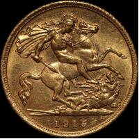 1915 Sydney George V Half Sovereign about Unc