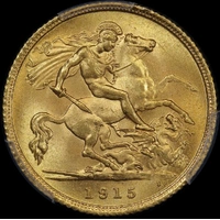 1915 Sydney George V Half Sovereign Gem Unc (PCGS MS65)