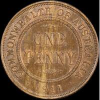 1911 Penny about Unc