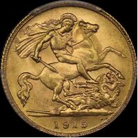 1915 Perth George V Half Sovereign Choice Unc (PCGS MS63)