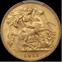 1915 Perth George V Half Sovereign Choice Unc (PCGS MS64)