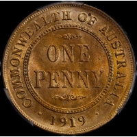 1919 Penny Dot Below Choice Unc (PCGS MS64RB)