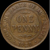 1920 Penny Dot Above Bottom Scroll English Obverse good Fine