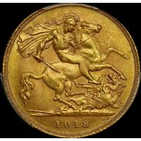 1918 Perth George V Half Sovereign Choice Unc (PCGS MS64)