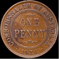 1920 Penny Double Dot about VF