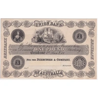 Union Bank of Australia (Brisbane) 1 Pound Unissued Printer's Proof