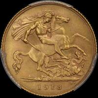 1918 Perth George V Half Sovereign Unc (PCGS MS62)