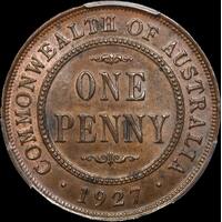 1927 Penny English Obverse Unc (PCGS MS62BN)