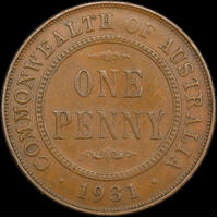 1931 Penny English Obverse Aligned Date Very Fine