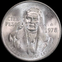 Mexico 1978 Silver 100 Pesos KM#843 Uncirculated