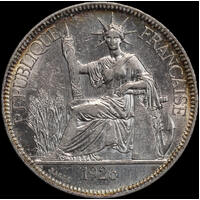 French Indo-China 1926 A Silver Piastre KM# 5a.1 good EF