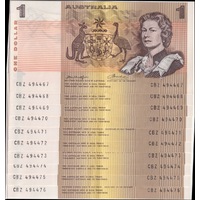 1976 $1 Note Consecutive Run of 10 Gothic Centre Knight/Wheeler R76A about Uncirculated