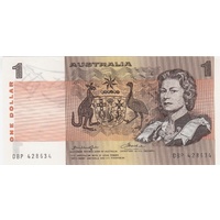 1976 $1 Note DBP Test Serials (Single Fold Paper) Knight/Wheeler R76bii Uncirculated