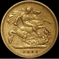 1896 Melbourne Veiled Head Half Sovereign about VF