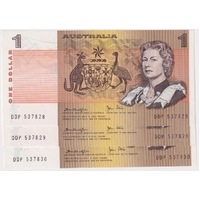 1982 $1 Note Consecutive Trio Johnston/Stone R78 Uncirculated