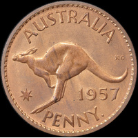 1957 Perth Proof Penny about FDC