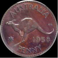 1958 Melbourne Proof Penny PCGS PR63BN