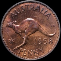 1958 Melbourne Proof Penny PCGS PR64RB
