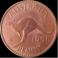 1958 Perth Proof Penny about FDC