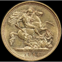 1896 Melbourne Veiled Head Half Sovereign Extremely Fine