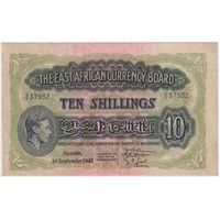 East Africa 1943 10 Shillings Pick#30b PCGS EF40