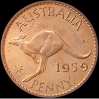 1959 Perth Proof Penny about FDC