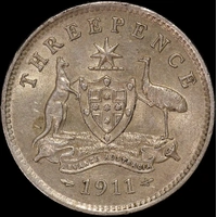 1911 Threepence good EF