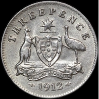 1912 Threepence Extremely Fine