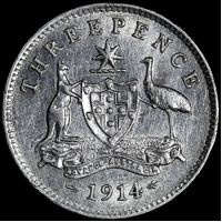 1914 Threepence Very Fine
