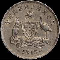 1915 Threepence Very Fine