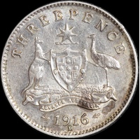 1916 Threepence good EF