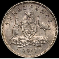 1917 Threepence Extremely Fine