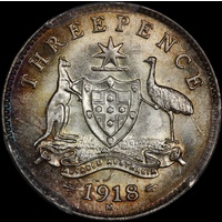 1918 Threepence Choice Unc (PCGS MS64)