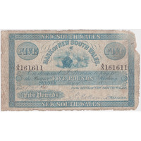 Bank of New South Wales 1876 Issued 5 Pound Note about Fine