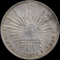 Mexico 1898 Zs Silver Peso KM# 409.3 about EF