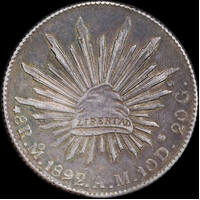 Mexico 1892-Mo Silver 8 Reales KM# 377.10 good VF