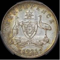 1921-M Threepence Unc (PCGS MS62)