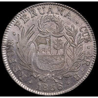 Peru 1836-B Silver 4 Reales KM# 151.1 EF