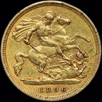 1896 Melbourne Veiled Head Half Sovereign good VF