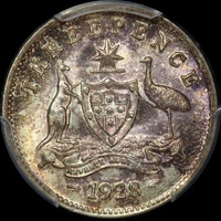1928 Threepence Choice Unc (PCGS MS63)