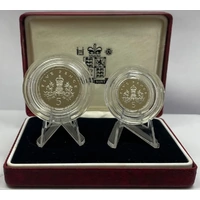 United Kingdom 1990 Silver Proof 5 Pence 2 Coin Set 