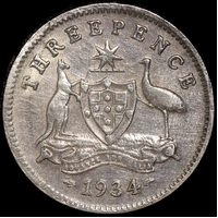 1934/3 Threepence about VF