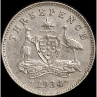 1934/3 Threepence Very Fine