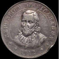 Nicaragua 1912 Silver Cordoba KM# 10 good VF