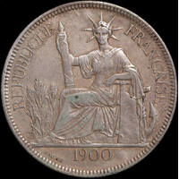 French-Indo China 1900-A Silver Piastre KM#5a.1 good VF